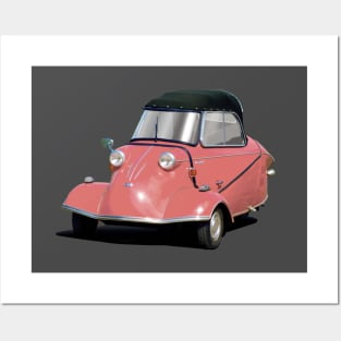 Messerschmitt bubble car in salmon Posters and Art